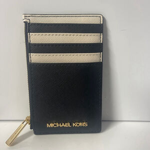 Michael Kors Black and Cream Card Case Wallet